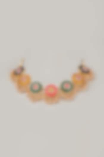 Gold Finish Embroidered Necklace by Bauble Bazaar