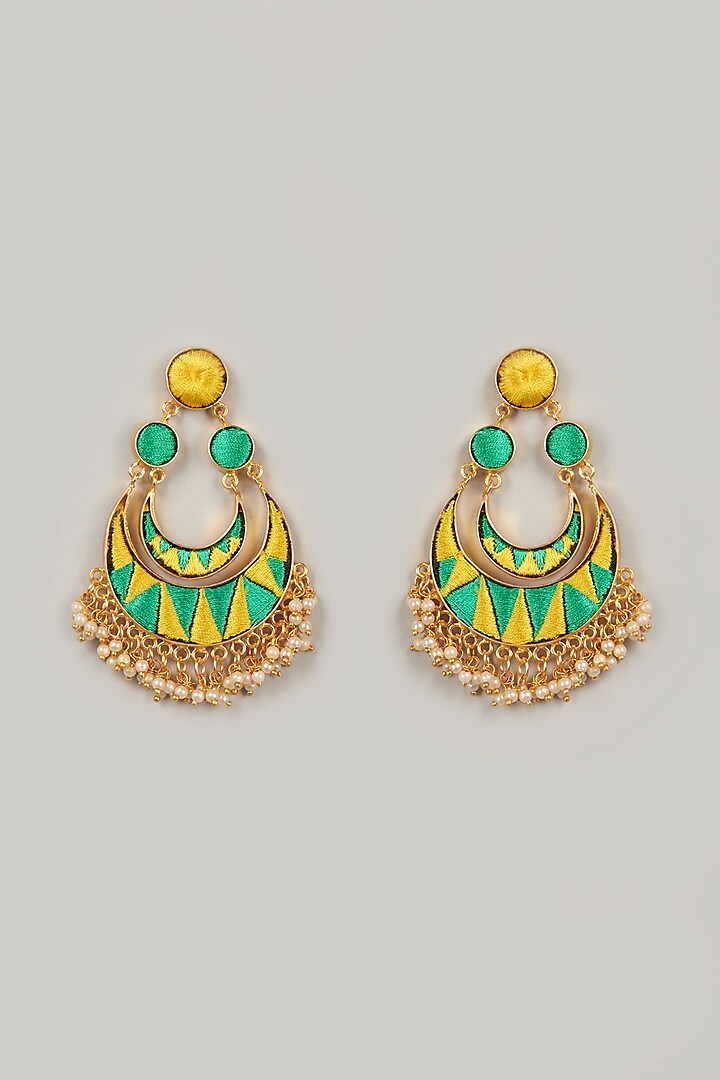 Gold Finish Chandbali Earrings by Bauble Bazaar