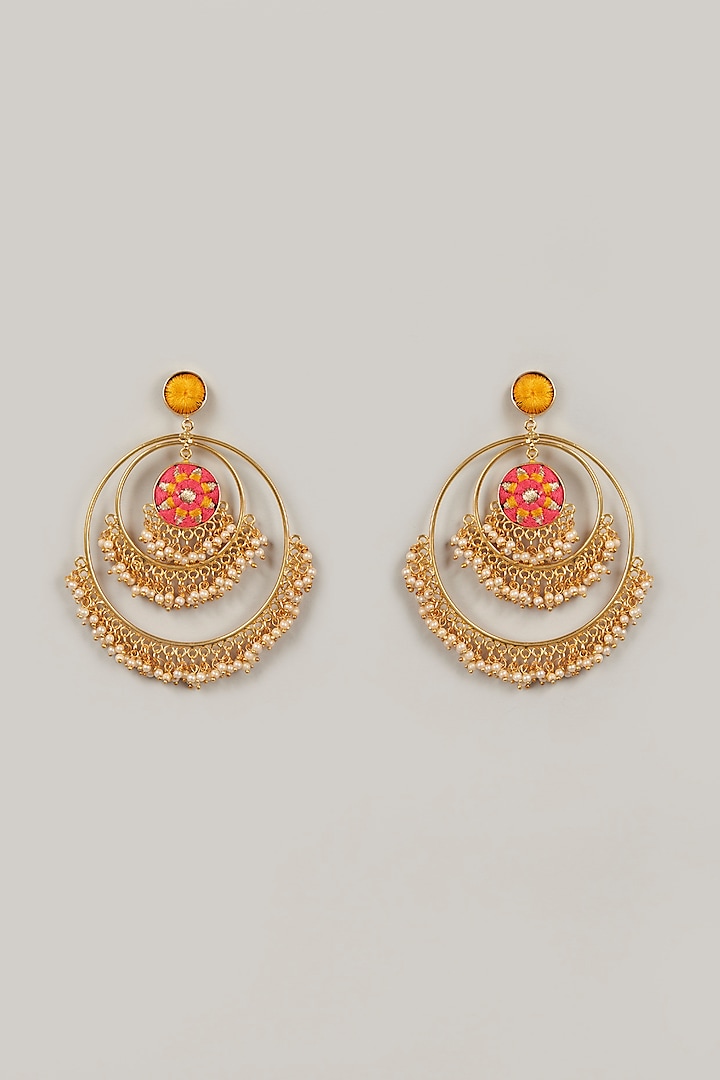 Gold Finish Geometric Dangler Earrings by Bauble Bazaar