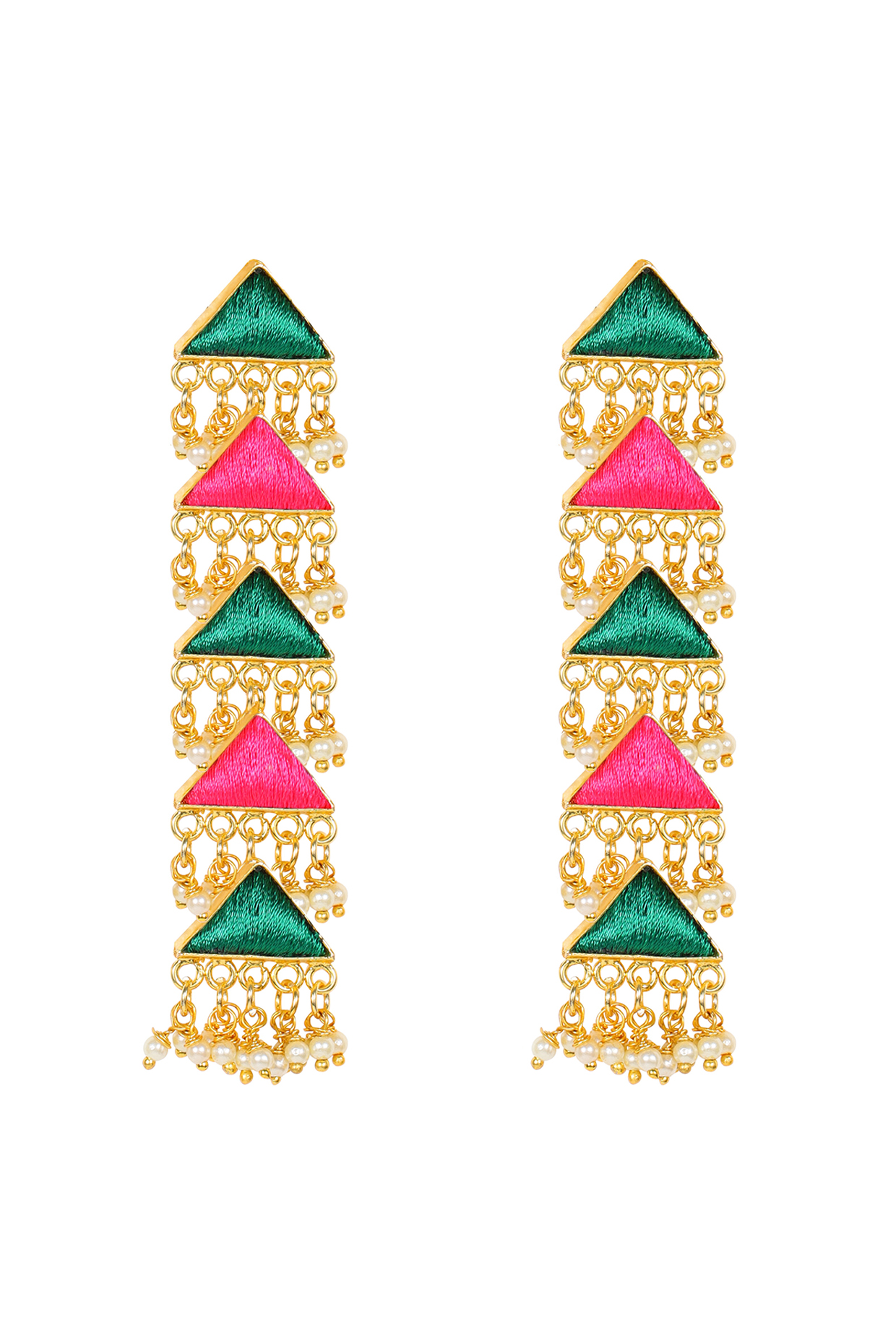 Matt Gold Finish Triangle Layered Earrings by Bauble Bazaar at Pernia's Pop Up Shop