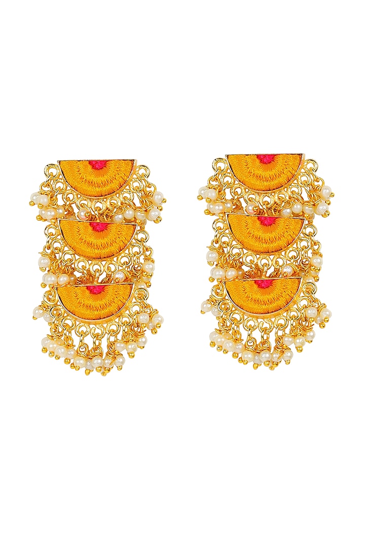 Matt Gold Finish Dangler Earrings by Bauble Bazaar at Pernia's Pop Up Shop
