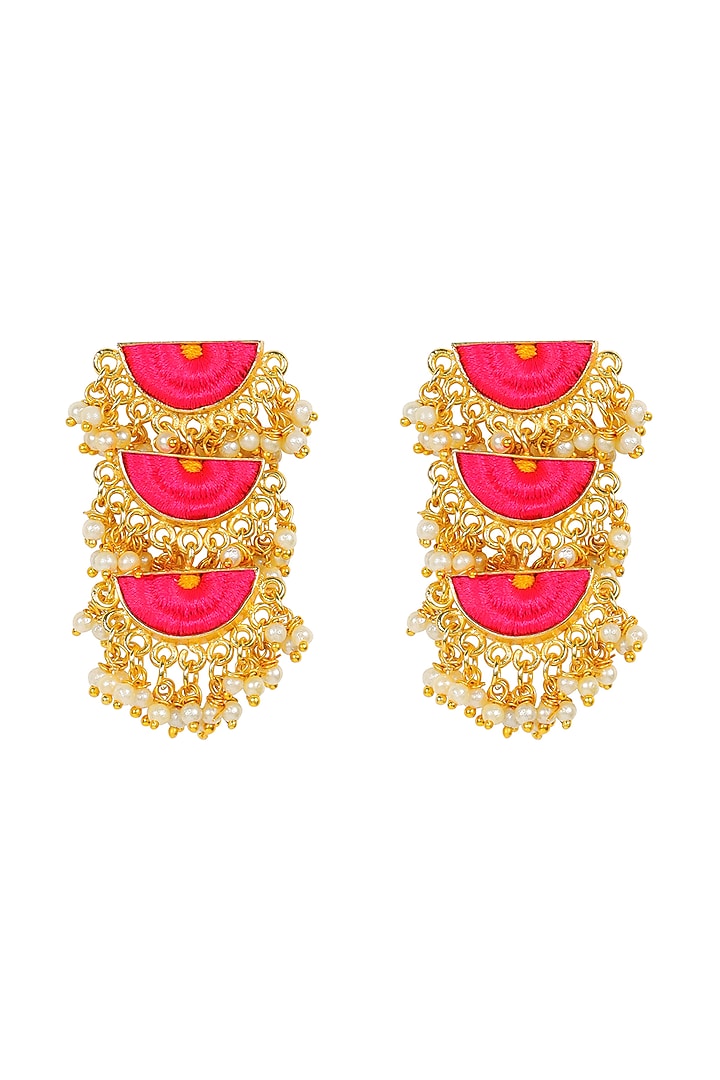 Matt Gold Finish Brass Dangler Earrings by Bauble Bazaar at Pernia's Pop Up Shop