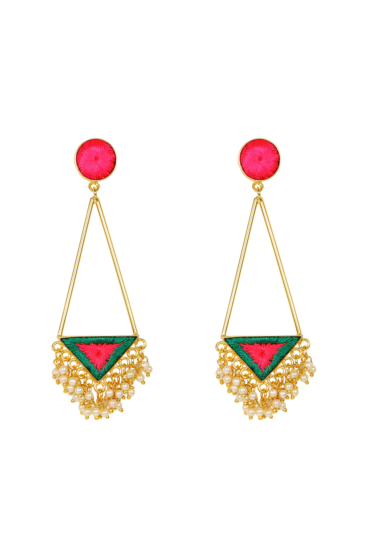 Matt Gold Finish Triangle Drop Earrings by Bauble Bazaar at Pernia's Pop Up Shop
