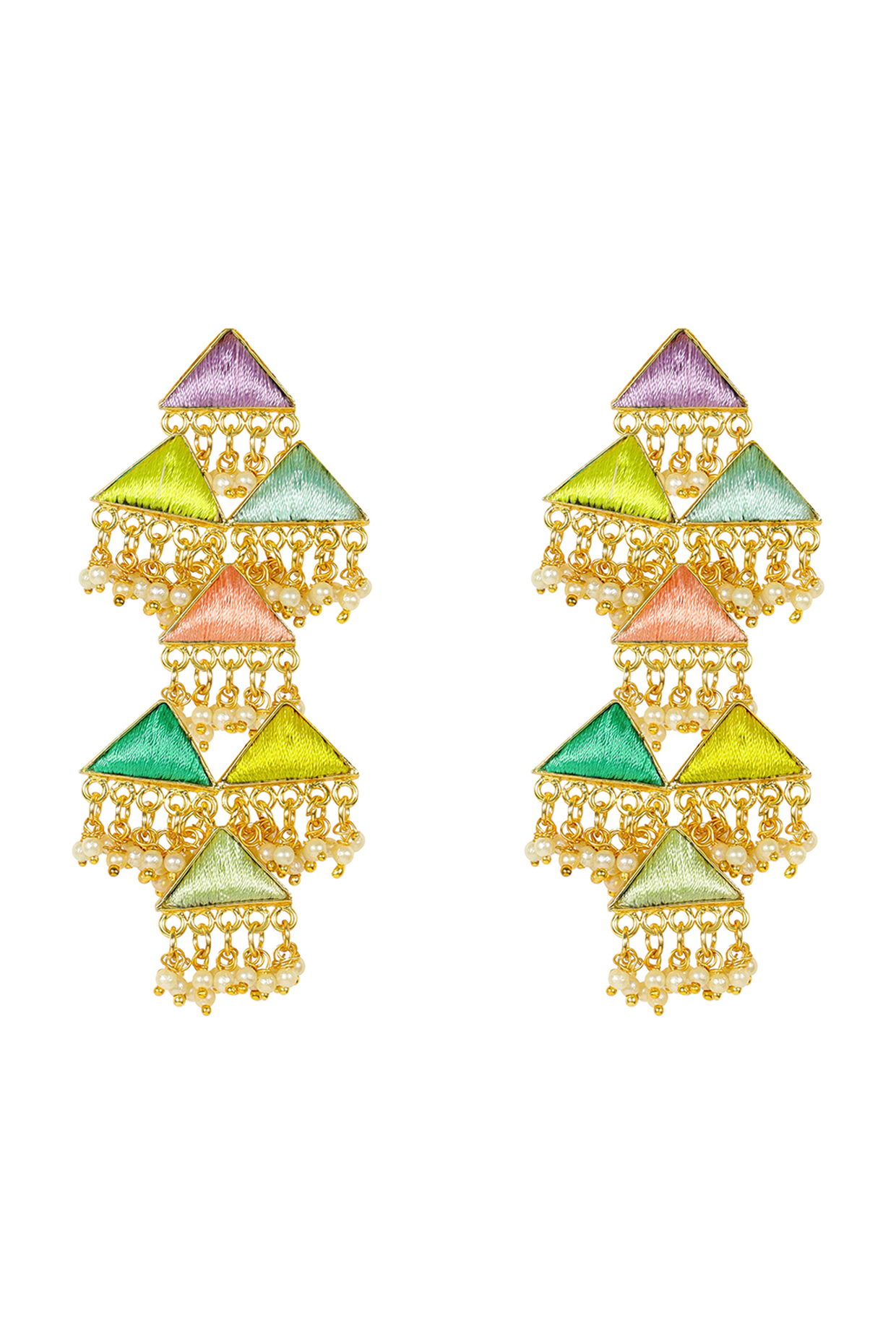 Matte Gold Finish Triangle Earrings by Bauble Bazaar at Pernia's Pop Up Shop