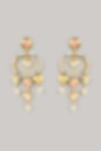 Gold Finish Swarovski Heart Beat Dangler Earrings by Bauble Bazaar at Pernia's Pop Up Shop