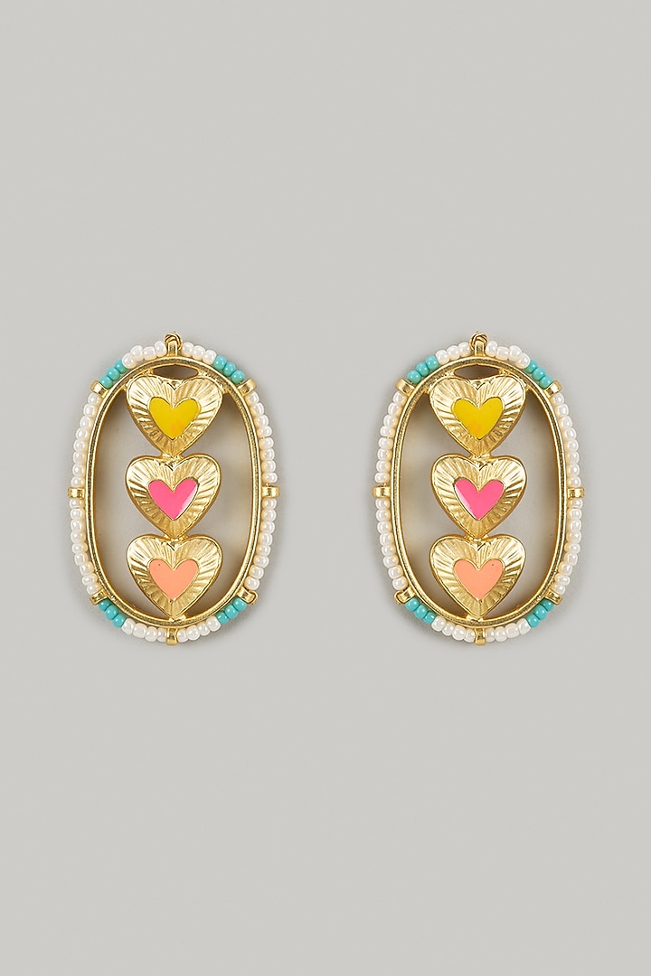 Gold Finish Swarovski Enameled Stud Earrings by Bauble Bazaar at Pernia's Pop Up Shop