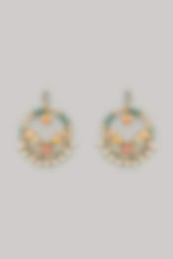 Gold Finish Swarovski Enameled Dangler Earrings by Bauble Bazaar at Pernia's Pop Up Shop