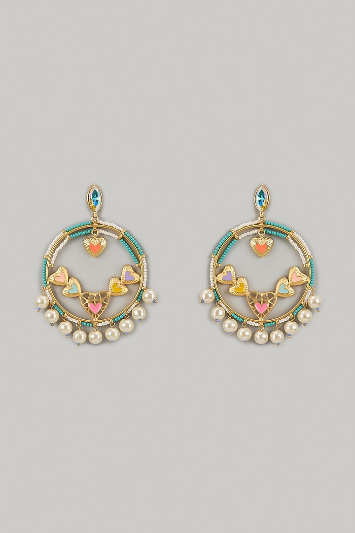 Gold Finish Swarovski Enameled Dangler Earrings by Bauble Bazaar at Pernia's Pop Up Shop