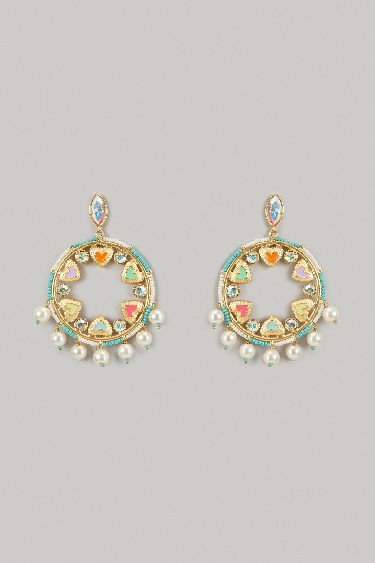 Bauble Bazaar Gold Finish Swarovski Enameled Dangler Earrings