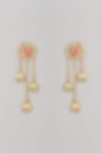 Gold Finish Multi-Colored Enameled Dangler Earrings by Bauble Bazaar at Pernia's Pop Up Shop