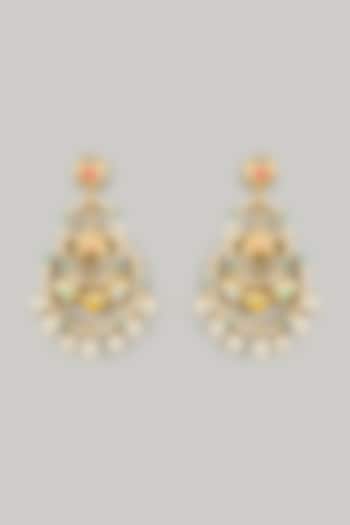 Gold Finish Swarovski Enameled Dangler Earrings by Bauble Bazaar at Pernia's Pop Up Shop