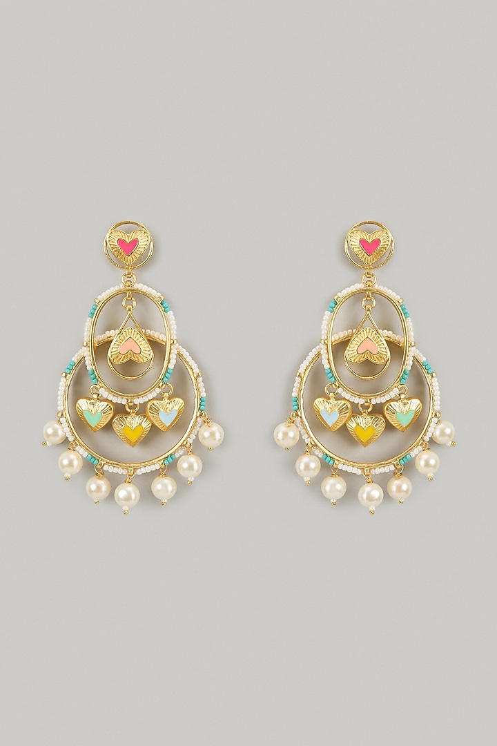 Gold Finish Swarovski Enameled Dangler Earrings by Bauble Bazaar at Pernia's Pop Up Shop