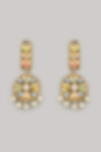 Gold Finish Swarovski Enameled Dangler Earrings by Bauble Bazaar at Pernia's Pop Up Shop