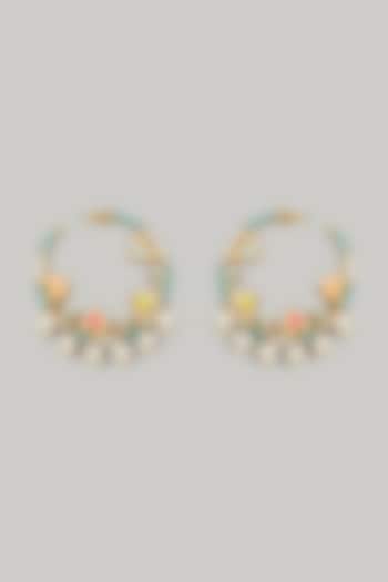 Gold Finish Swarovski Enameled Hoop Earrings by Bauble Bazaar at Pernia's Pop Up Shop
