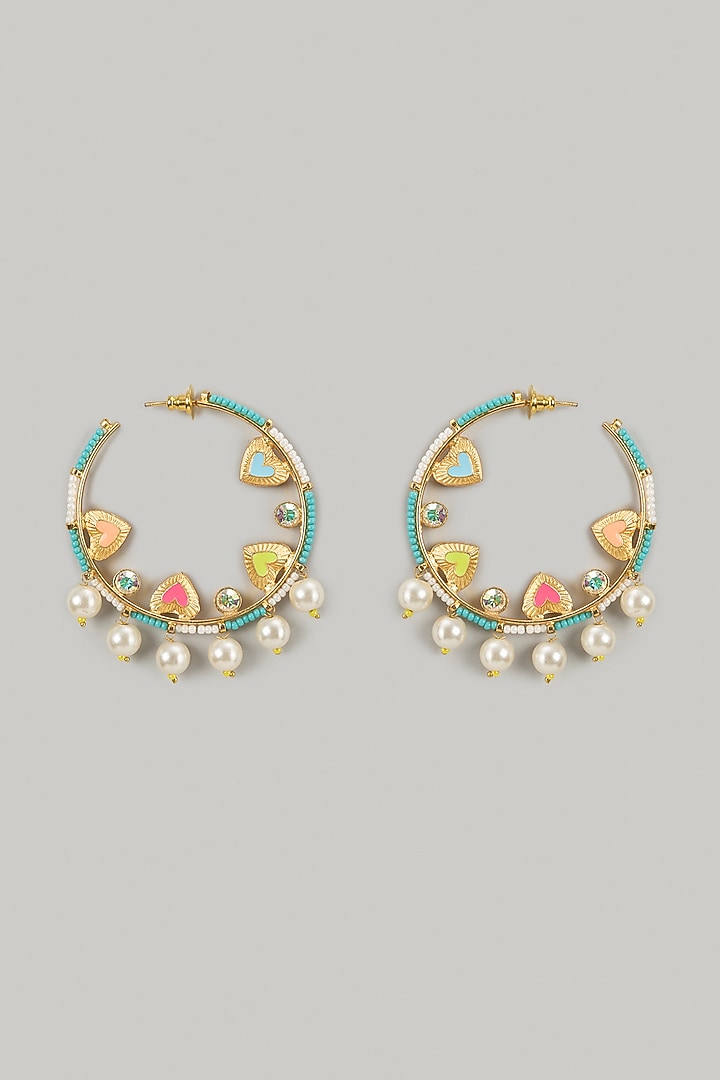 Gold Finish Swarovski Enameled Hoop Earrings by Bauble Bazaar at Pernia's Pop Up Shop