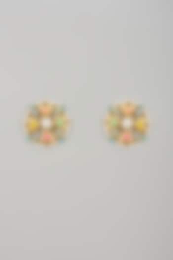 Gold Finish Swarovski Enameled Hoop Earrings by Bauble Bazaar at Pernia's Pop Up Shop