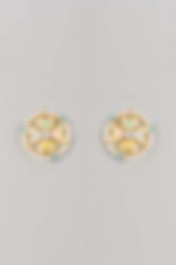 Gold Finish Swarovski Enameled Stud Earrings by Bauble Bazaar at Pernia's Pop Up Shop