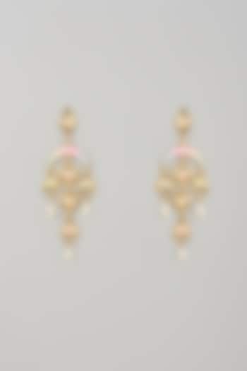 Gold Finish Swarovski Enameled Dangler Earrings by Bauble Bazaar at Pernia's Pop Up Shop