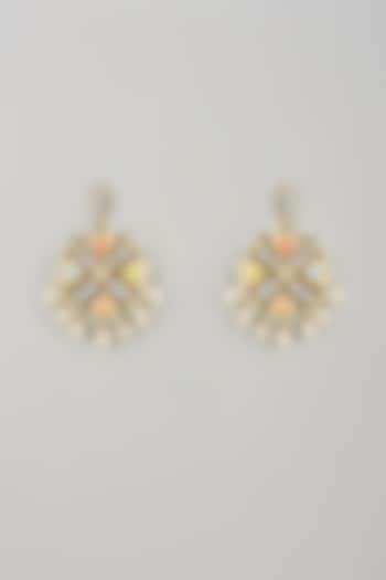 Gold Finish Swarovski Enameled Dangler Earrings by Bauble Bazaar at Pernia's Pop Up Shop
