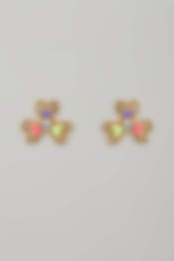 Gold Finish Swarovski Enameled Stud Earrings by Bauble Bazaar at Pernia's Pop Up Shop