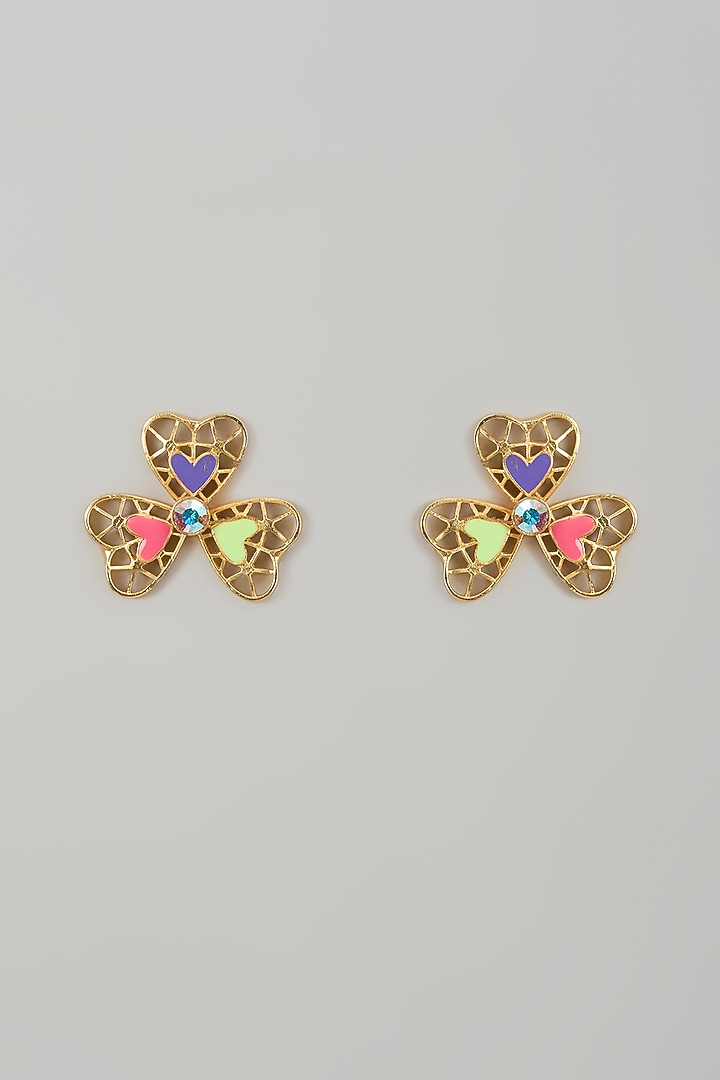 Gold Finish Swarovski Enameled Stud Earrings by Bauble Bazaar at Pernia's Pop Up Shop