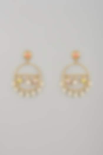 Gold Finish Swarovski Enameled Dangler Earrings by Bauble Bazaar at Pernia's Pop Up Shop