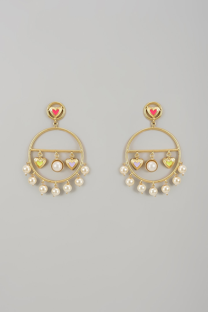 Gold Finish Swarovski Enameled Dangler Earrings by Bauble Bazaar at Pernia's Pop Up Shop