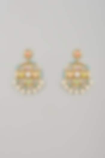 Gold Finish Swarovski Enameled Dangler Earrings by Bauble Bazaar at Pernia's Pop Up Shop
