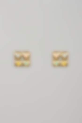 Gold Finish Swarovski Enameled Stud Earrings by Bauble Bazaar at Pernia's Pop Up Shop