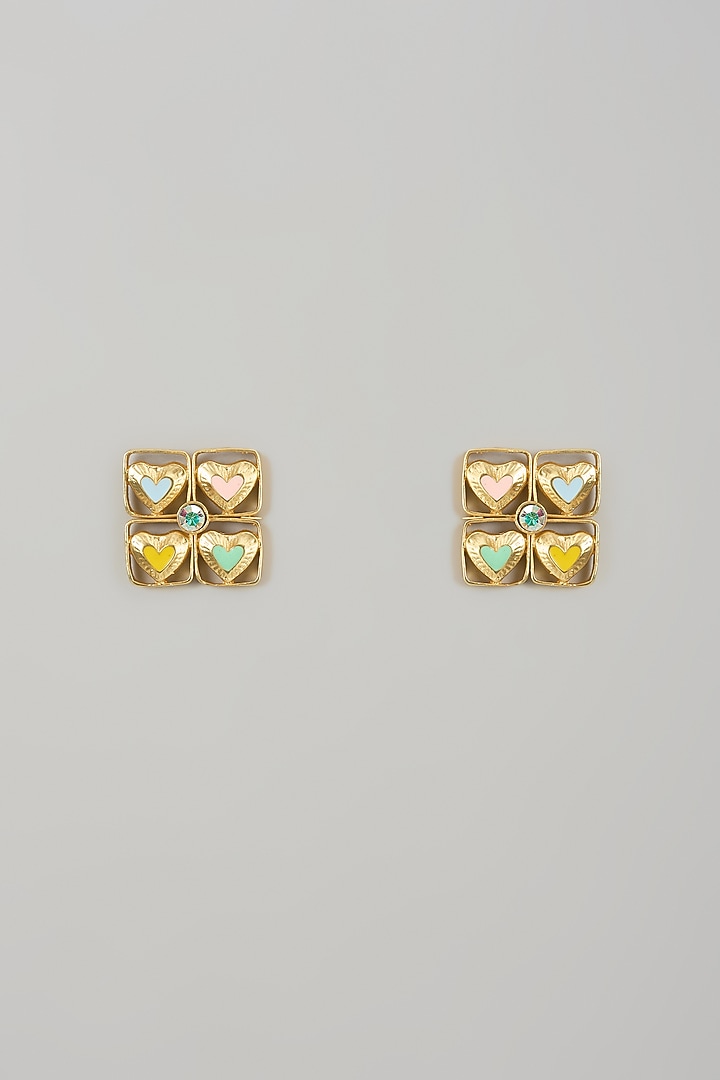 Gold Finish Swarovski Enameled Stud Earrings by Bauble Bazaar at Pernia's Pop Up Shop