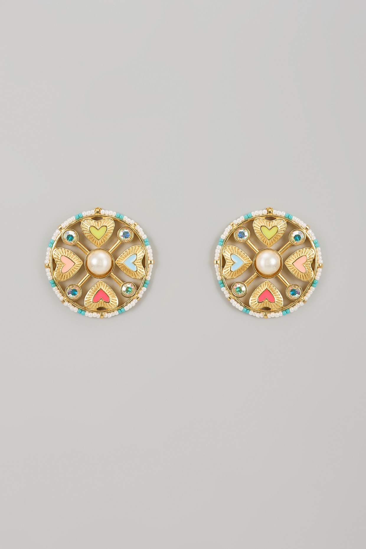 Bauble Bazaar Gold Finish Swarovski Enameled Stud Earrings