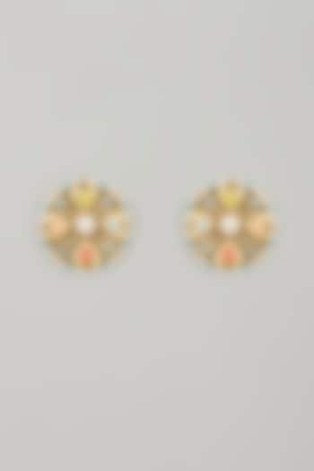 Gold Finish Swarovski Enameled Stud Earrings by Bauble Bazaar at Pernia's Pop Up Shop