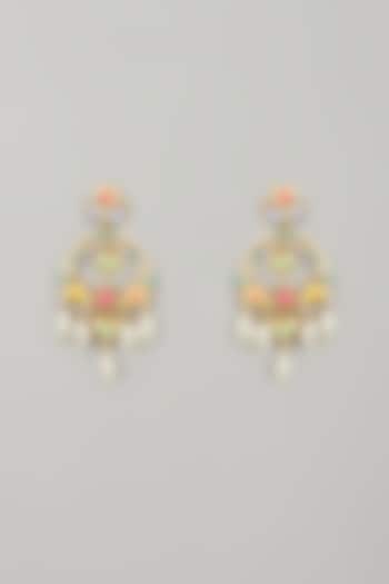 Gold Finish Swarovski Enameled Dangler Earrings by Bauble Bazaar at Pernia's Pop Up Shop