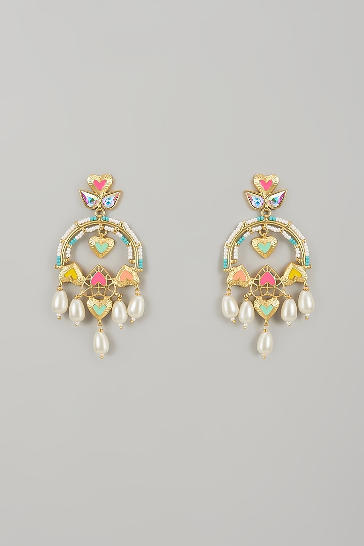 Gold Finish Swarovski Enameled Dangler Earrings by Bauble Bazaar at Pernia's Pop Up Shop