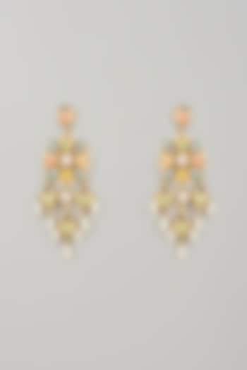 Gold Finish Swarovski Enameled Dangler Earrings by Bauble Bazaar at Pernia's Pop Up Shop