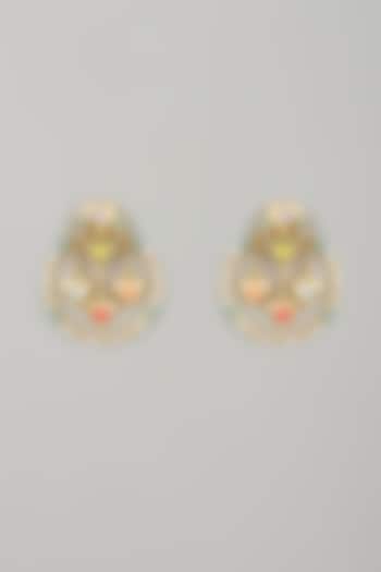 Gold Finish Swarovski Enameled Dangler Earrings by Bauble Bazaar at Pernia's Pop Up Shop