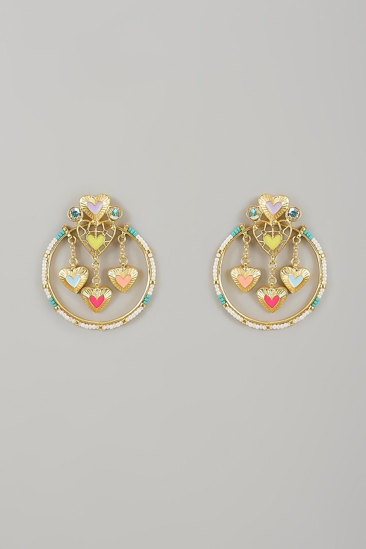 Gold Finish Swarovski Enameled Dangler Earrings by Bauble Bazaar at Pernia's Pop Up Shop