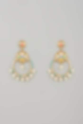 Gold Finish Swarovski Enameled Dangler Earrings by Bauble Bazaar at Pernia's Pop Up Shop