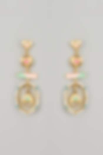 Gold Finish Swarovski Enameled Dangler Earrings by Bauble Bazaar at Pernia's Pop Up Shop