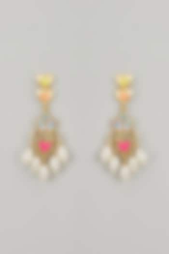 Gold Finish Swarovski Enameled Dangler Earrings by Bauble Bazaar at Pernia's Pop Up Shop