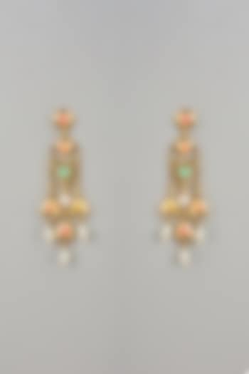 Gold Finish Swarovski Enameled Dangler Earrings by Bauble Bazaar at Pernia's Pop Up Shop