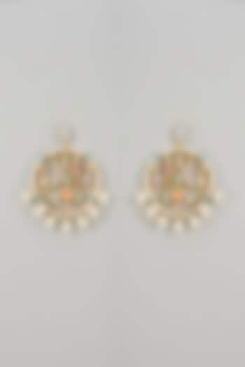 Gold Finish Swarovski Enameled Dangler Earrings by Bauble Bazaar at Pernia's Pop Up Shop