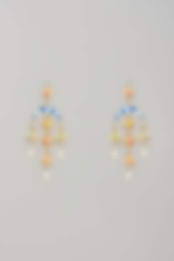 Gold Finish Swarovski Enameled Dangler Earrings by Bauble Bazaar at Pernia's Pop Up Shop