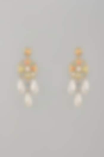 Gold Finish Swarovski Enameled Dangler Earrings by Bauble Bazaar at Pernia's Pop Up Shop