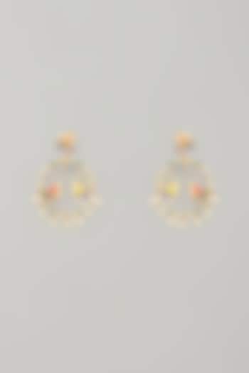 Gold Finish Swarovski Enameled Dangler Earrings by Bauble Bazaar at Pernia's Pop Up Shop