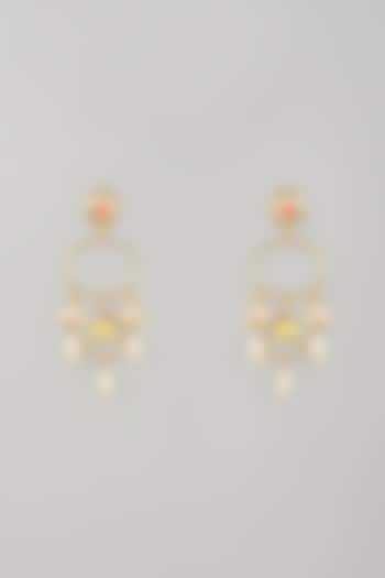 Gold Finish Swarovski Enameled Dangler Earrings by Bauble Bazaar at Pernia's Pop Up Shop