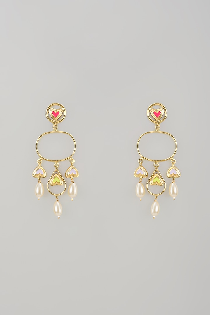 Gold Finish Swarovski Enameled Dangler Earrings by Bauble Bazaar at Pernia's Pop Up Shop