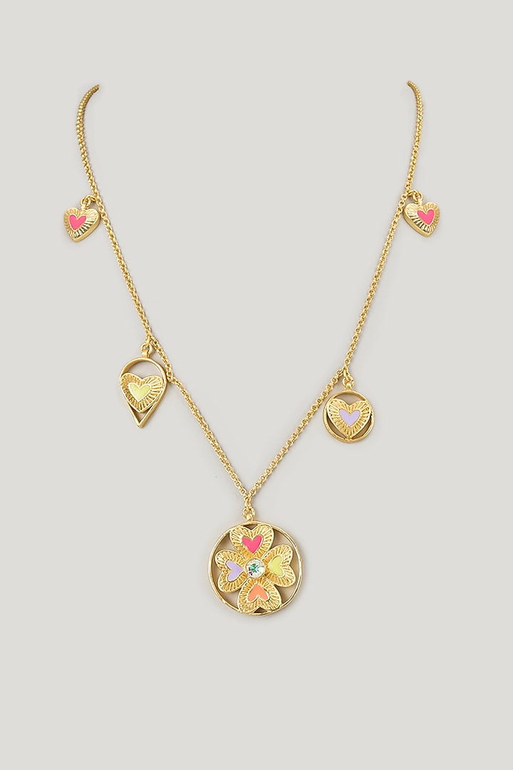 Gold Finish Swarovski Enameled Long Necklace by Bauble Bazaar at Pernia's Pop Up Shop