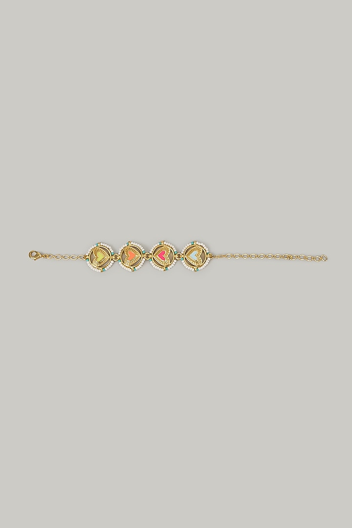 Gold Finish Swarovski Enameled Necklace Set by Bauble Bazaar at Pernia's Pop Up Shop