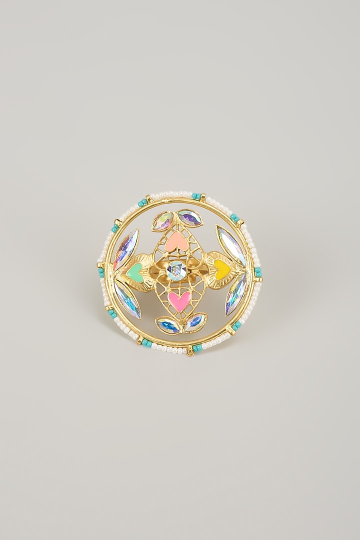 Gold Finish Swarovski Enameled Ring by Bauble Bazaar at Pernia's Pop Up Shop